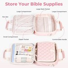 Nicpro Large Bible Bag With Cover Case For Women  Church Pink 