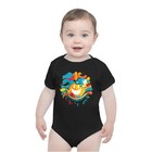 Baby Smiley Face Graphic One-piece Short Sleeve Bodysuit -customized Name