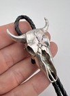 Vtg Navajo Southwest Sterling Silver Cow Skull Steer Head Stamped Bolo Tie