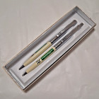 Vintage Paper Mate Double Heart Chrome Tone Pen   Pencil Set Safety Awareness