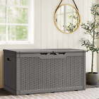 Large 100 Gallon Resin Patio Deck Box Indoor Outdoor Lockable Storage Container