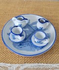 Delft Blue Windmill Miniature Doll Tea Set Porcelain Tray 7 Piece Nobel Bell Vtg