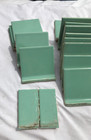 Vtg Lot 38 Jadeite Green Ceramic Bathroom 4  Sq Cove Base Trim Tiles Old 758-25b