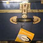 Vintage Concourse Travel Trunk Chest - Navy Blue   Brass Hardware-30 x15 x12 5  