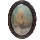 Wwi Us Army Soldier Framed Oval Portrait Framed In Convex Glass - Antique