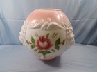 Milk Glass Lion Face Ball Oil Lamp Globe Shade W  Painted Pink Roses 4  Fitter