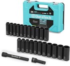 Duratech 24pc Impact Socket Set 1 2  Dr Deep Impact Socket Set Metric Sae W case