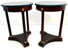 Bombay Co French Empire Neoclassical Style Mahogany Marble  Side Table  A Pair