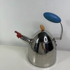 Michael Graves Tea Kettle Red Whistle Vintage 1990 Signed Teapot Stainless Steel
