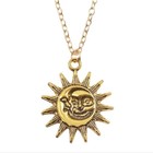 Sun Moon Bohemian Boho Gold Pendant Necklace