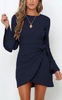 Women s Sweater Mini Dress Long Sleeve Bodycon Wrap Knit Dress  2xl    C6