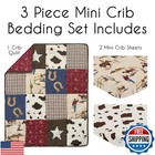 Sweet Jojo Designs Brown Western Cowboy Boy Baby Mini Crib Bedding Set Infant