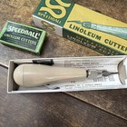 Vintage Speedball No  4131 Linoleum Cutter Set With Handle Blades   Original Box