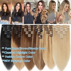 100  Real Remy Human Hair Extensions Clip In Full Head Long 8pieces Straight Usa