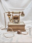 Vintage Deco-tel French Victorian Style Rotary Desk Telephone Ivory Brass  1320