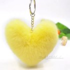 Fluffy Pompom Keychain Gifts For Women Soft Heart Shape Pompon Fake Rabbit