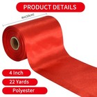 Toniful 4inch X 22yards Wide Red Satin Ribbon Solid Fabric Large Ribbon For Cutt
