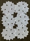 Vintage Cocktail Napkins Embroidered Leaves White Linen Set Of 6 Unused