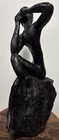 1974 Siren Statue 17    Tall Beach Side In Black - Large Heavy Art Figure