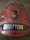 Vintage Msa Fireman Leather Badge Front Helmet Shield Grafton Fire Department