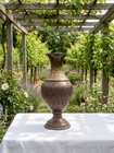 Vintage Indo-persian Mixed Metal Vase     Etched Copper   Brass Baluster Urn Vase