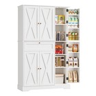 68  Kitchen Pantry Cabinet  6-door Storage Hutch With Drawer   Shelves  White
