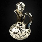 Antique Sterling Stamped Silver Overlay Decanter  6    Tall