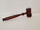Vintage Hand Turned Wooden Gavel 10  Judge Court Legal Auctioneer Mallet Hammer