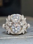 Art Deco Style 2 5ct Round Lab Created Diamond Engagement 14k Gold Finish Ring
