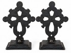Set Of 2 Ornate Cast Iron Cross Wall Hooks Rustic Gothic Religious Decor