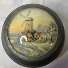 Vintage Metal Musical Powder Puff  trinket Box Holland Design