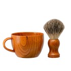 Pure Badger Hair Shaving Brush Set With Wooden Handle   Soap Bowl For Men
