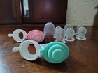 2 Baby Fruit Food Feeder Feeding Pacifiers Silicone Nipples   Cap Pink Green