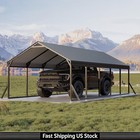 12x26 Ft Heavy Duty Carport Galvanized Steel Roof Rv Boat Tractor Garage Canopy