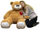 5 Foot Giant Teddy Bear Love Heart On Chest  Tan Soft New Big Plush Teddybear