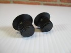 Pair Vintage Black Plastic Skirted Knobs 1-1 8  For Guitar Amp Radio Hi-fi Nos