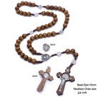 Rosary For Men Women Wood Prayer Bead Set Chain Crucifix Cross Catholic