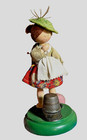 Vintage Pin Cushion  Girl Thimble Holder  Figural Germany Wooden Hiker Backpack