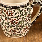 2 Mugs Vtg Hand Painted Pottery Folk Art Islamic Kutahya Turkish jerusalem iznik