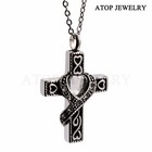 Crystal Heart Cross Urn Necklace For Ashes Cremation Pendant Keepsake Memorial