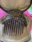 Vintage Ornate Hair Comb In Original Case  Bakelite  Tortoiseshell Free Shipping