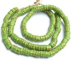 Ghana African Matched Fancy Lime Green  Recycled Glass Trade Beads