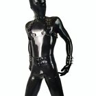 Men Latex Full Bodysuit Rubber Cover With Hood Catsuit Tight Uniform Handmade