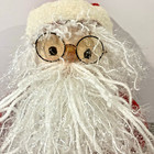 Handmade Santa Claus Doll Shelf Sitter Primitive Yarn Hair Gold Bells Glasses