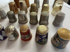 Lot Of 21 Vintage Thimbles Cloisonne  Wood  Acrylic  Silver  Gold Enamel Sewing