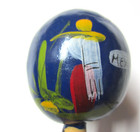Hand Painted Mexican Gourd Wooden Blue Maracas Shakers Musical Instruments