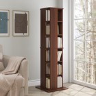 6 Tiers Corner Spinning Bookcase Organizer 360   Rotating Bookshelf Tower Walnut