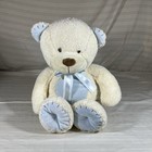 Rare Vintage Russ Baby Teddy Bear Plush Cream Blue Bow Soft Rikey Austin F1