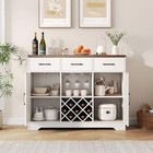 Modern White Sideboard Buffet Cabinet With Storage - 3 Drawers  2 Adjustable 