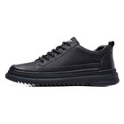 Men s Casual Lace Up Black Low Top Comfortable Walking Shoes  Non Slip Sole